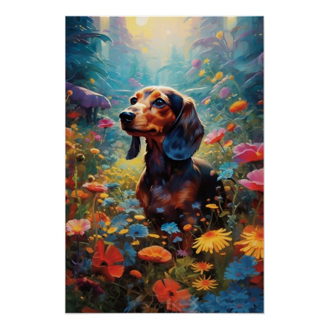 Poster Jardin de Dachshund (Devant)