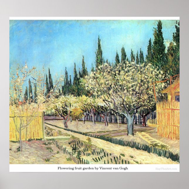 Poster Jardin de fleurs par Vincent van Gogh (Devant)