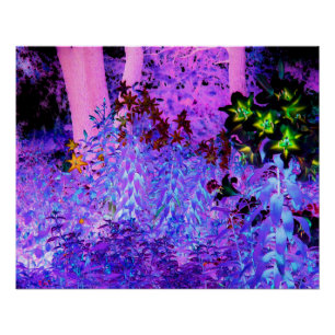 Poster Jardin de lys noir et cramoisi effrayant paysage