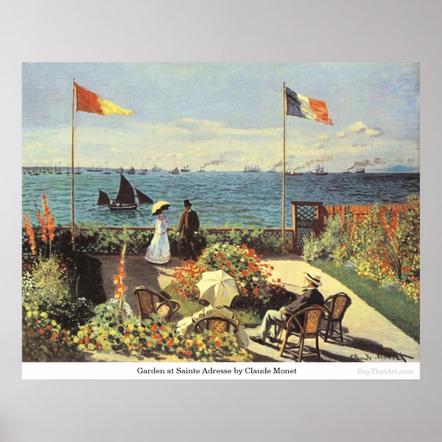 Poster Jardin de Sainte Adresse par Claude Monet (Devant)