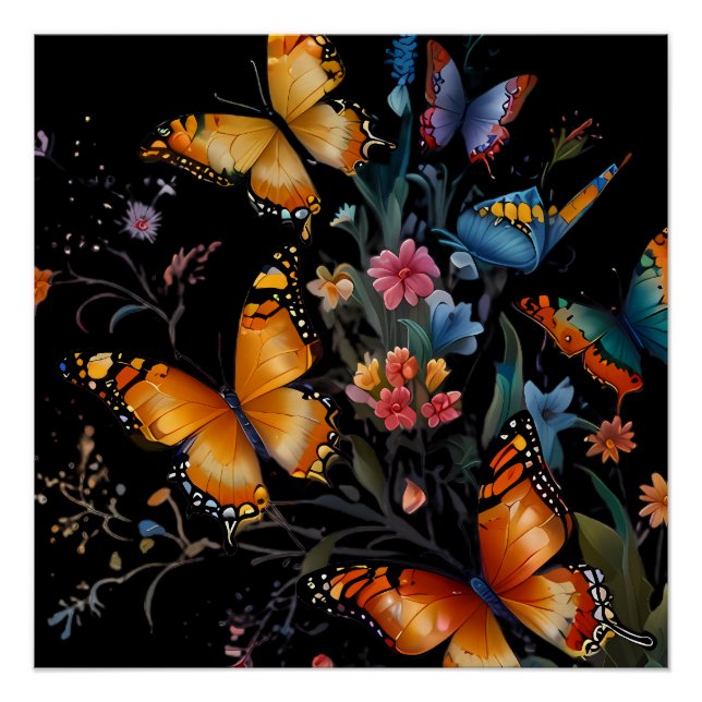 Poster Jardin des papillons lunaires (Devant)