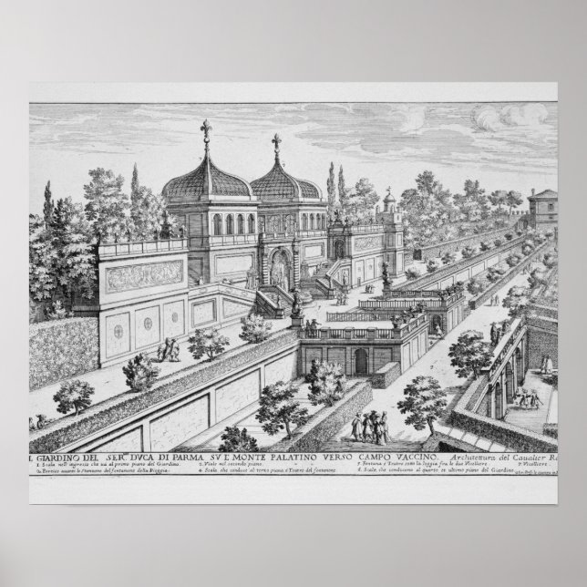 Poster Jardin du duc de Parme sur la colline du Palatin, (Devant)