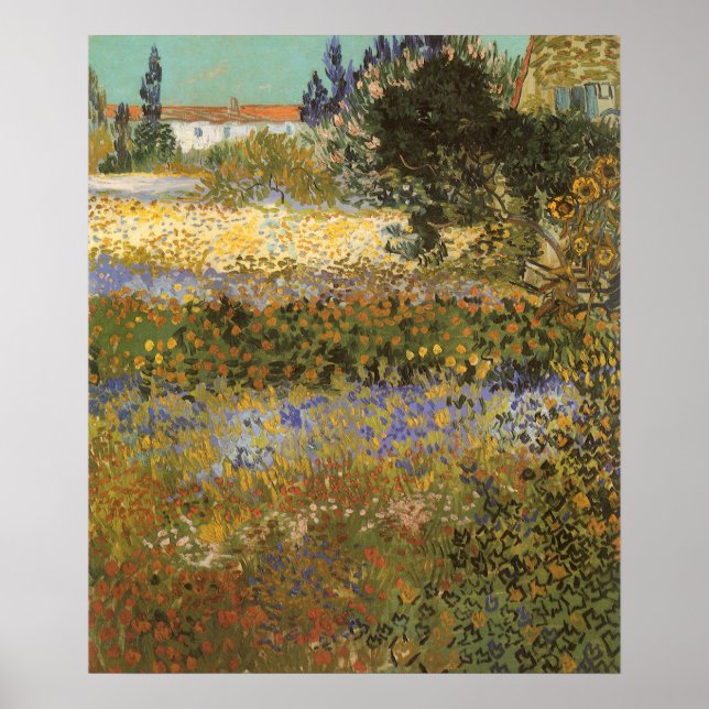 Poster Jardin fleuri par Vincent van Gogh (Devant)