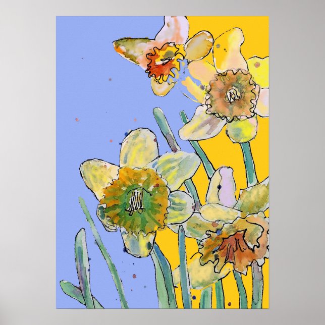 Poster Jardin Jaune violet Daffodique (Devant)