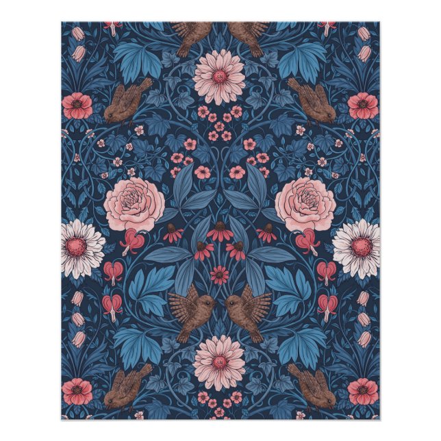 Poster Jardin sauvage en bleu (Devant)