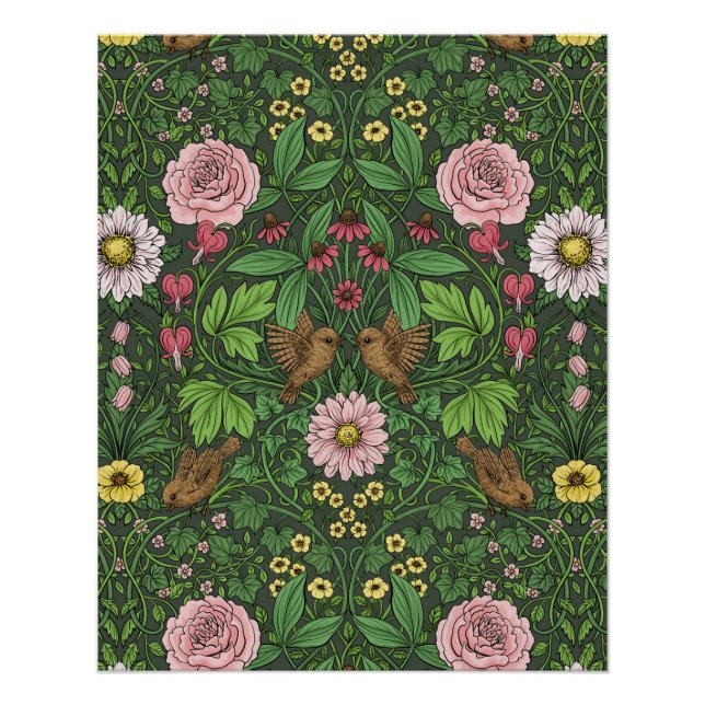 Poster Jardin sauvage en vert (Devant)