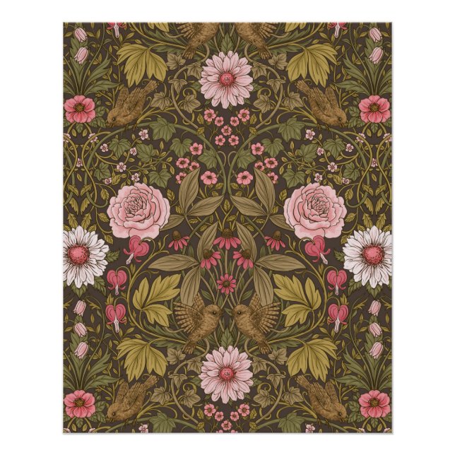 Poster Jardin sauvage sur café brun (Devant)