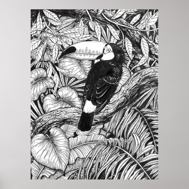 Poster Jardin tropical toucan (Devant)