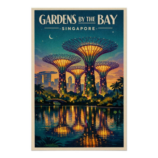 Poster Jardins au bord de la baie à Singapour (Devant)