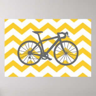 Poster jaune Chevron Grey Vélo