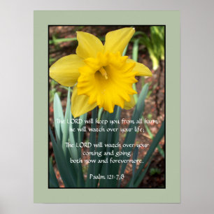 Poster Jaune Daffodil ~ Psaume 121:7,8