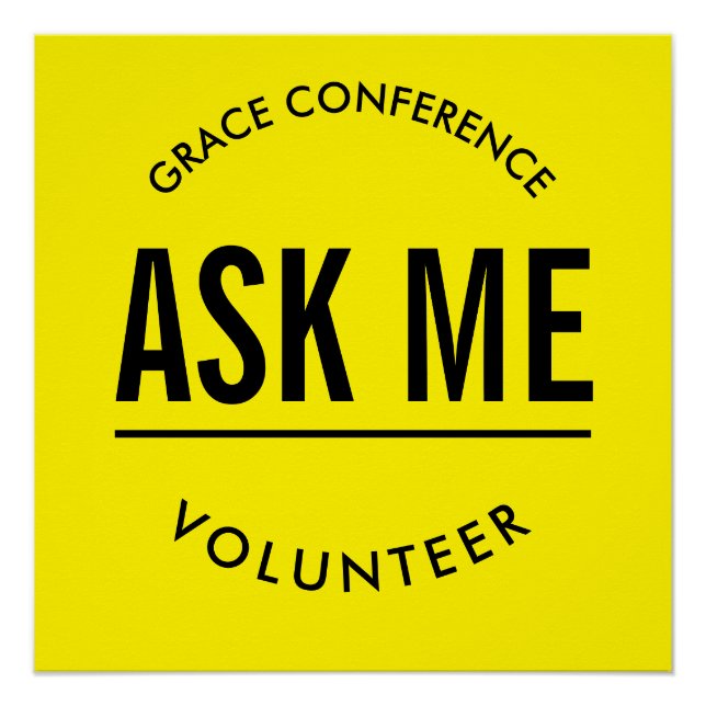 Poster Jaune et noir demandez-moi bénévole (Devant)