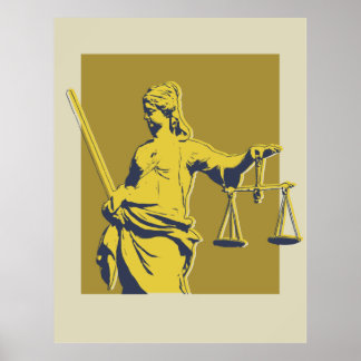 Poster jaune et or Lady Justice