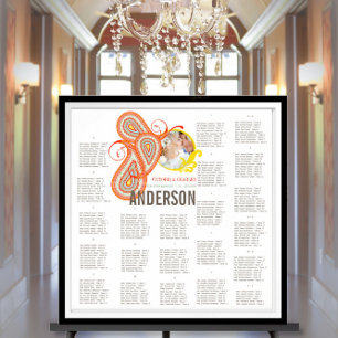 Poster Jaune Orange Aqua Mint Persimmon Paisley Mariage