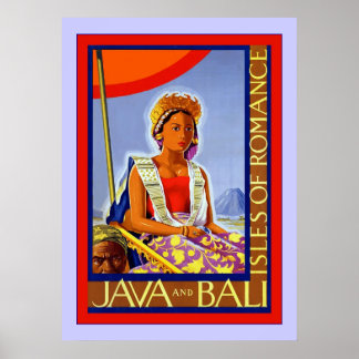Poster Java et Bali ~ Îles de la Romance ~ Vintage voyage