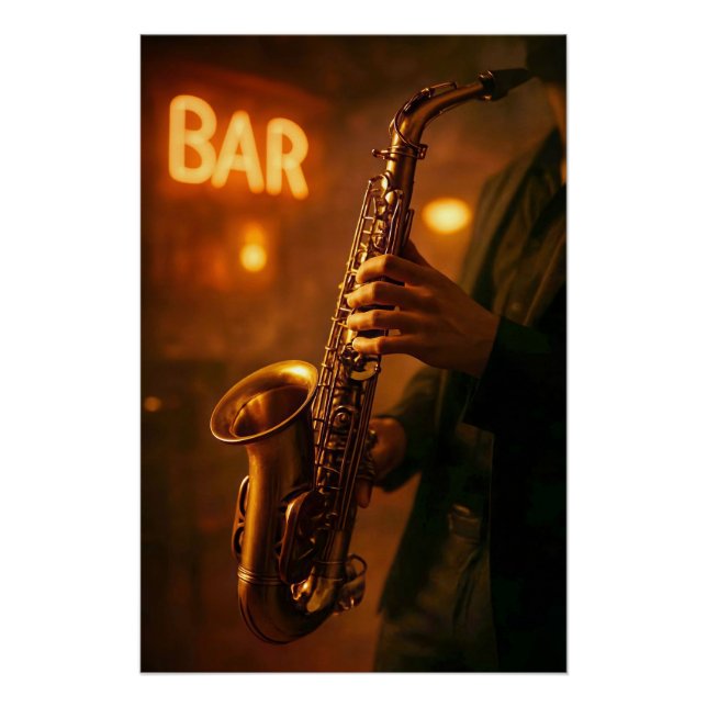 Poster Jazz en lumières de bar (Devant)