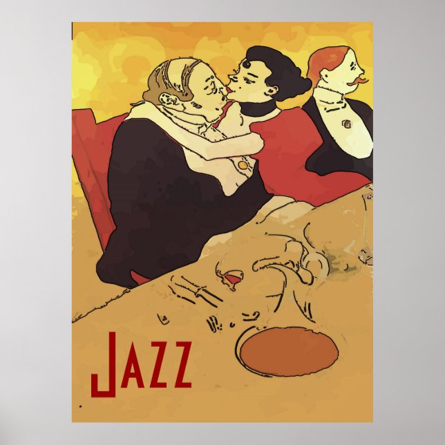 Poster Jazz Kiss de style vintage (Devant)