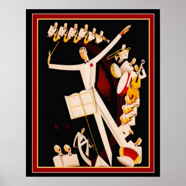 Poster "Jazz Maestro" Art Deco Print 16 x 20 (Devant)
