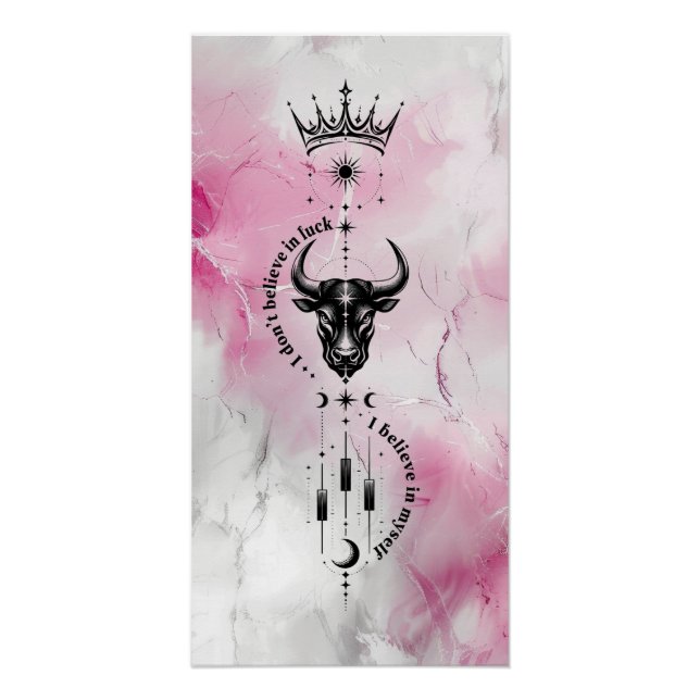 Poster Je crois en moi Symbole de trader Pink Marble (Devant)