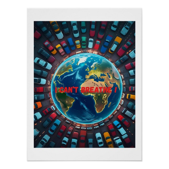 Poster Je ne peux pas respirer - pollution De l'environne (Devant)