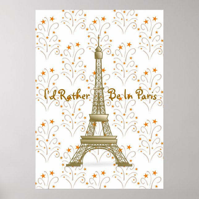 Poster Je préférerais être à Paris Tour Eiffel Stars Scro (Devant)