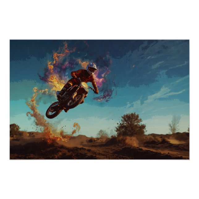 Poster Je suis en feu - Motocross Rider (Devant)
