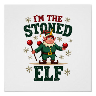 Poster Je suis l'elfe drogué Noël vintage Dabbing Unico