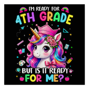 Poster Je suis prêt pour la licorne de 4e année Premier j