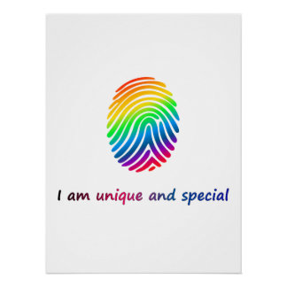 Poster Je suis unique et spécial – Empreinte digitale arc