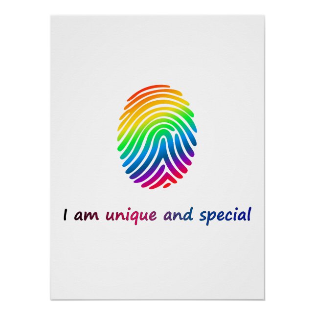 Poster Je suis unique et spécial – Empreinte digitale arc (Devant)