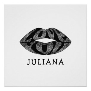 Poster Je t'aime avec des lettres de parties scintillant