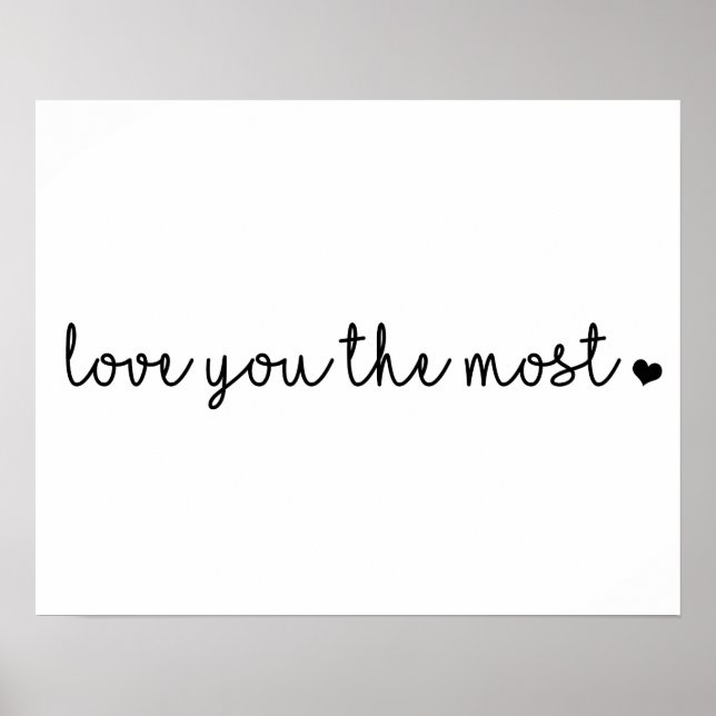 Poster je t'aime le plus avec cœur simple moderne (Devant)