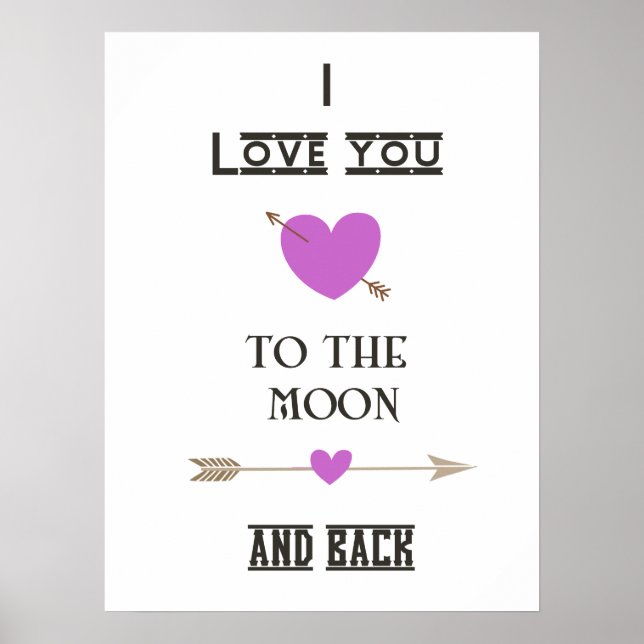 Poster Je t'aime sur la Lune et de retour avec les Coeurs (Devant)