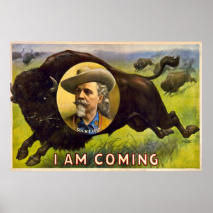 Poster Je Vais - Buffalo Bill Cody - Vintage Advert