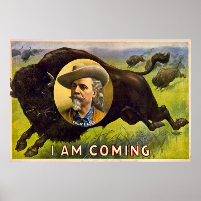 Poster Je Vais - Buffalo Bill Cody - Vintage Advert (Devant)