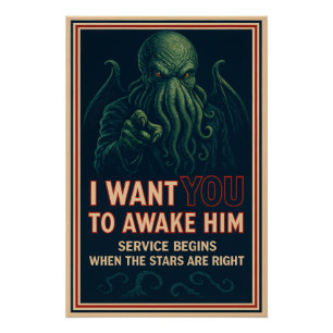 Poster Je Veux Que Vous — Pour Le Réveiller (Cthulhu Cult