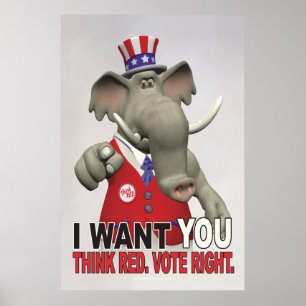 Poster Je Veux Vous - Pensez Red Vote Droite
