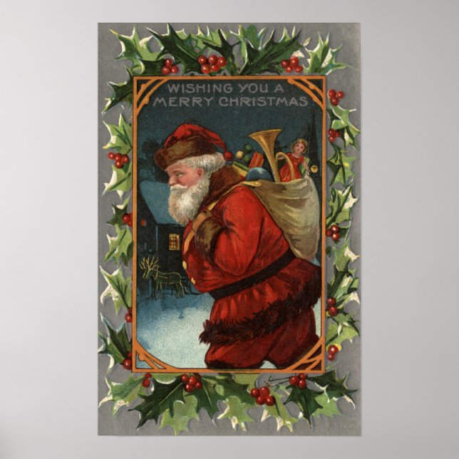 Poster Je vous souhaite un joyeux NoëlSanta Marching (Devant)