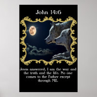Jean 14:6 Loups regardant la pleine lune.