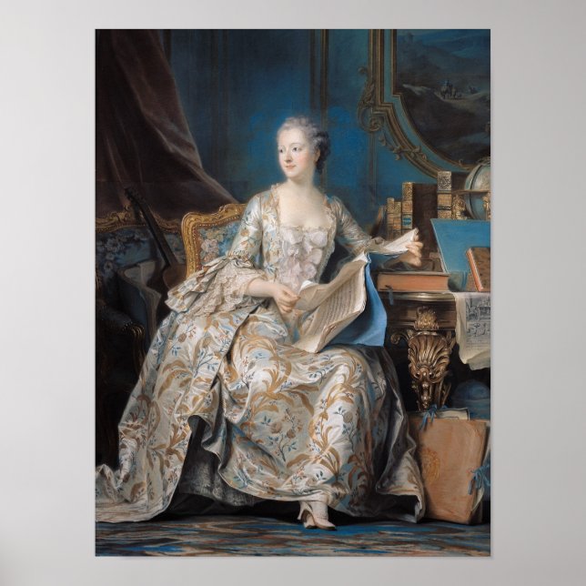 Poster Jeanne Poisson la marquise de Pompadour, 1755 (Devant)