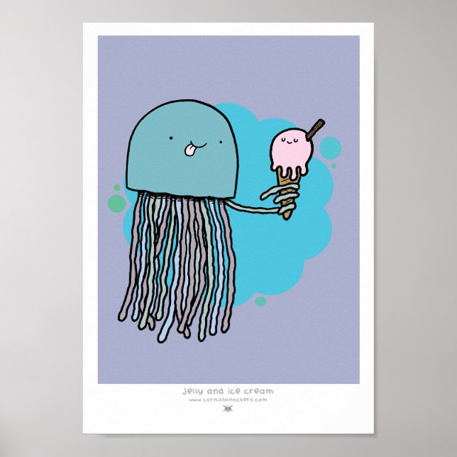 Poster Jellyfish and glaces A4 print lilas arrière - plan (Devant)