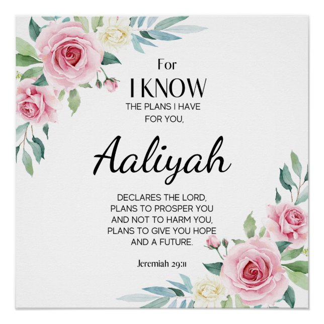 Poster Jeremiah 29:11 Rose Personnaliser (Devant)