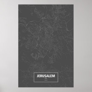 Poster Jérusalem, Israël (blanc sur noir)