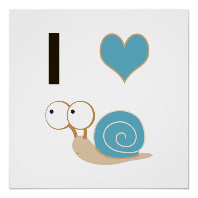Poster J'escargots cardiaques - bleu (Devant)