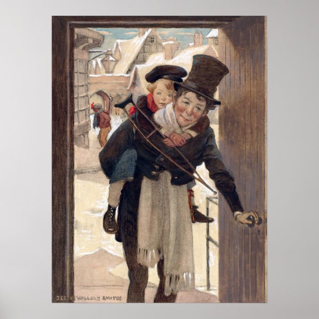 Poster Jessie Willcox Smith - Petit Tim le jour de Noël (Devant)
