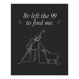 Poster Jésus Agneau Il a quitté les 99 pour me trouver