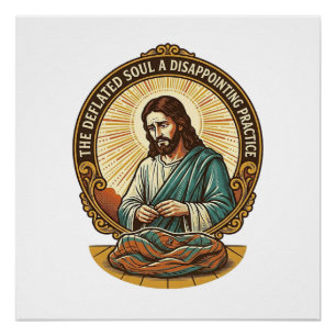 Poster Jésus Balle De Yoga Complètement Dégonflée Humour 