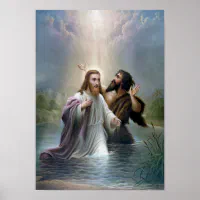 Toile d'Art Mural Vintage Baptême de Jésus-Christ, Peinture