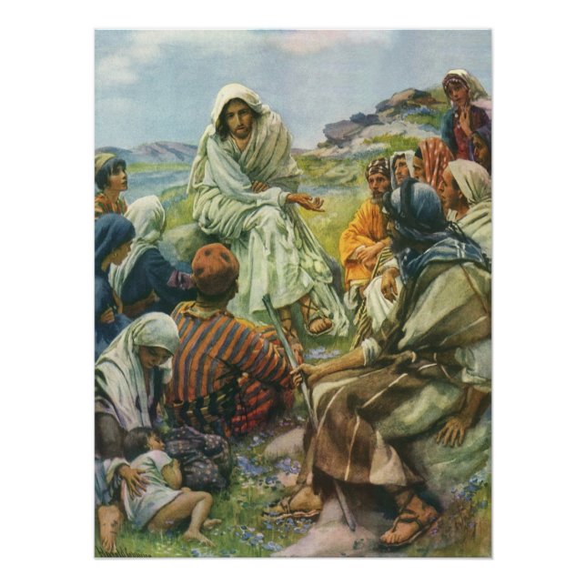 Poster Jésus Christ Sermon sur le Mont, Religion Vintage (Devant)