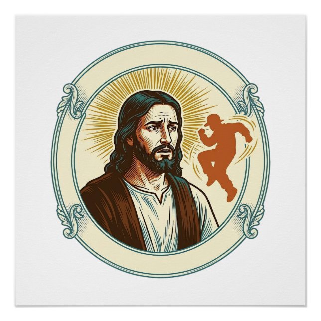 Poster Jésus confus tendance virale de danse silhouette v (Devant)